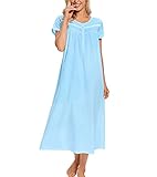 IZZY TOBY Nightgowns for Women Soft 100% Cotton Lightweight Short Sleeves Ladies Nightdress Light...