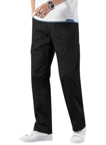 Image of Men's Cargo Pants | Casual Cotton Cargo Trousers for Men | Regular Fit Multi Pocket Outdoor Travel Pants | Stylish Comfortable Casual Bottom Wear for Men