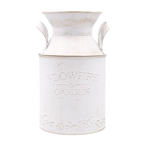 Hosley Metal White Milk Can 10" High Add Vintage Charm