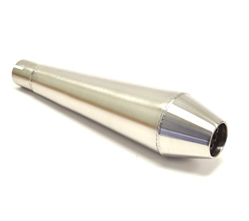 12" Stainless Steel Performance Motorcycle Muffler Reverse Cone Brushed 1.375" Inlet ID by Niche Cycle Supply