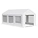 Outsunny Pavillon 6 x 3 m Partyzelt mit abnehmbaren Seitenwänden Garten Festzelt Gartenpavillon Türen Fenster für Familienfeiern Outdoor-Party Weiß