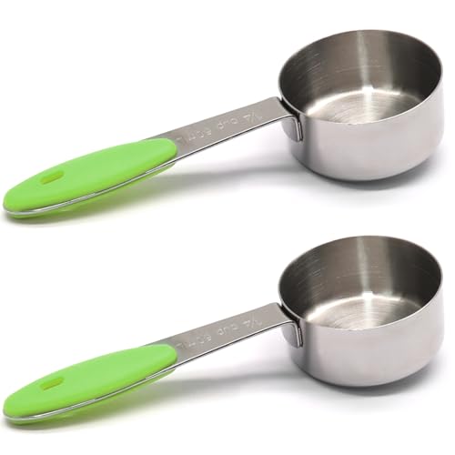 Cucharas medidoras 1/4 taza acero verde 2 pzas miniatura 2