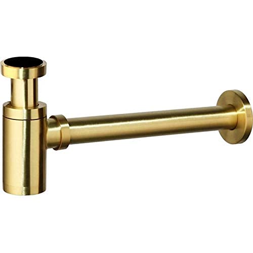 VALAZ Siphon de vidange doré brossé vu pour lavabo en laiton et acier inoxydable 1/4 Cover