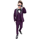 Boys Wedding Suit Teenager Kid Formal Tuxedo Bowtie Dress Children Blazer Party Purple