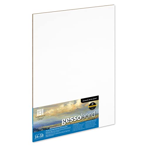 Ampersand Art Supply Gesso Wood Painting Panel: Museum Series Gessobord, 14" X 18", 1/8 Inch Flat Profile #TOP28