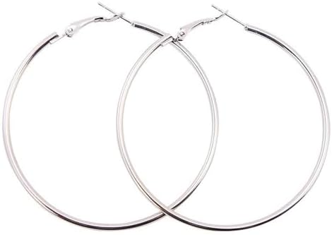 Hoop Earring Sterling Silver 40mm Plated Gold/Silver Trendy Earrings for Women 2024 Lightweight Hypoallergenic Earrings