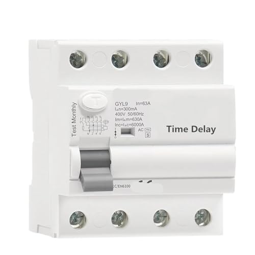 Disjoncteur électromagnétique GYL9 AC-S 4P 63A 300mA pour réseau triphasé