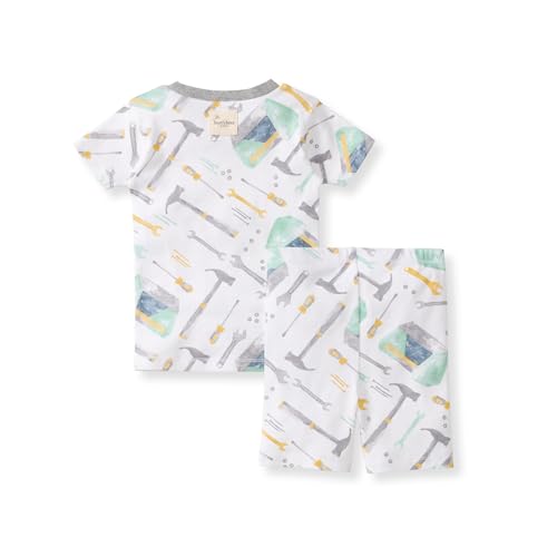 Burt's Bees Pajama Set, 2-Piece, Sleeves & Shorts, 100% Organic Cotton, Toolbox, Toolbox, 2T