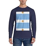 Múltiples opciones de tallas: nuestras camisetas de manga larga de algodón con estampado de bandera argentina para hombre tienen una variedad de tallas para elegir: S-3XL para satisfacer diferentes necesidades de tamaño.