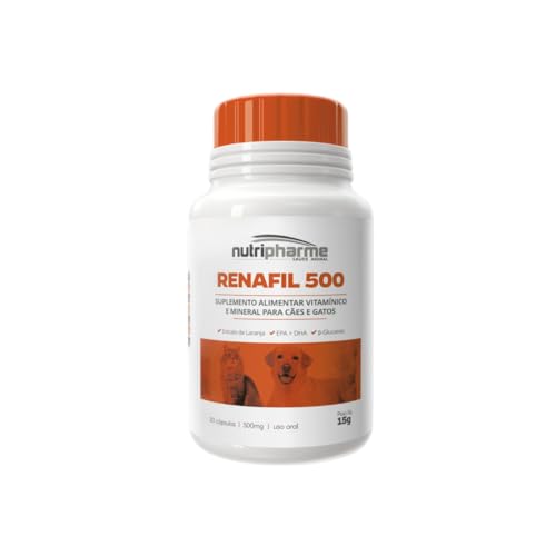 Renafil 500 Mg Suplemento Cães Cão Cachorros e Gatos Problemas Renais Renal Nutripharme