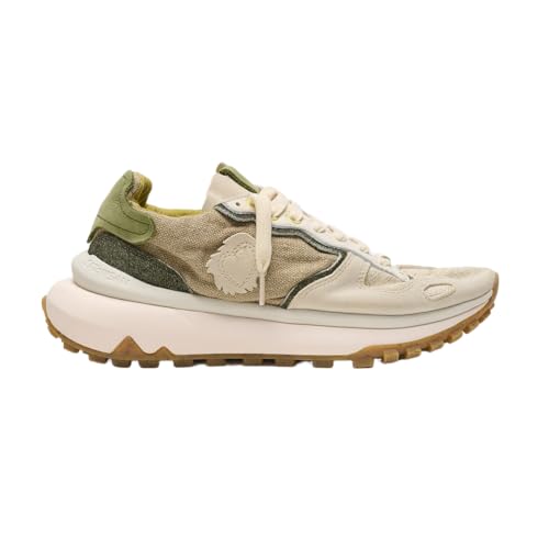 Satorisan - Chacrona Metta Lino Whitewisp - Zapatillas Casual para Hombre - Sneakers Urbanas Cuero y Lino Respetuosas, Cómodas y Duraderas - Color Algue - Talla 45