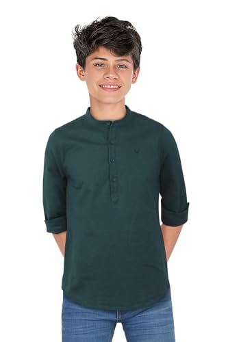 Image of Allen Solly Boys' Solid Cotton Kurta | Full Sleeve | Soft Breathable Feel | Festive & Wedding Ethnic Wear