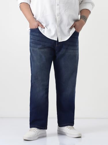 Image of Urbano Plus Men's Straight Fit Heavy Washed Jeans Stretchable