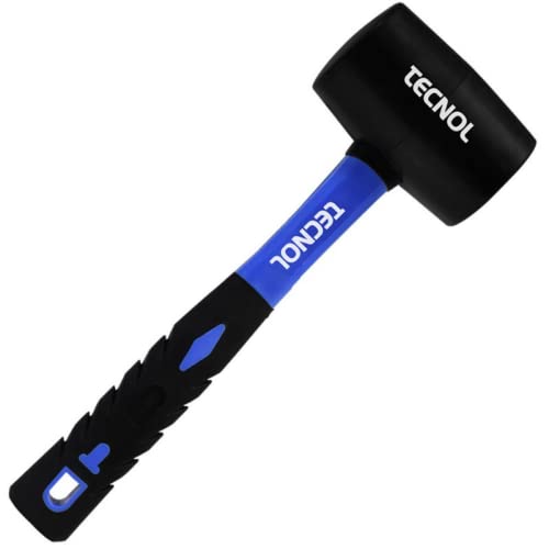TECNOL Mazo de Goma con Mango de Fibra - Absorve impactos - Martillo ideal para Cerámicas, Baldosas, Alicatados, Azulejos, Paredes y Suelos - Fácil Manejo y gran poder de Golpe - 500 gramos Cover