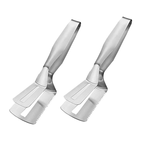 FUNOMOCYA 2Pcs Multi Function Stainless Steel Food Tongs for Barbecue Cooking and Serving Heat Resistant Lightweight Kitchen Tool for Steak Bread and Fish
