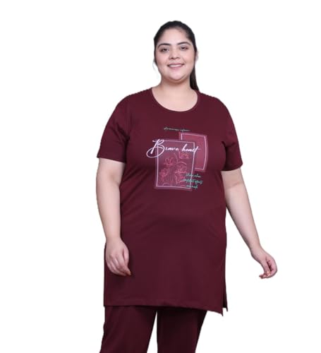 Image of RYSH Women's Printed Cotton Plus Size Longline T-Shirt with Pockets | Cotton fabric - soft longline T-shirt with easy plus-size fit