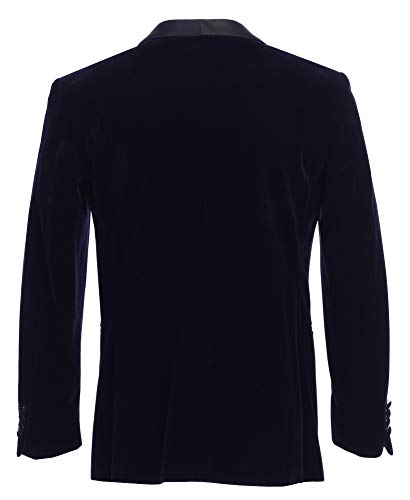 Men's Premium Slim Fit Shawl Lapel Velvet Jacket-Many Colors (42 Regular, Navy with Black)2
