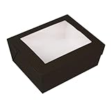 25 Stück - Boxen mit Fenster ’Thepack’ 1350 ml 230 g/m2 + Opp 15,3 x 12,1 x 6,4 cm, Schwarz, Nano-Mikro-Wellpappe