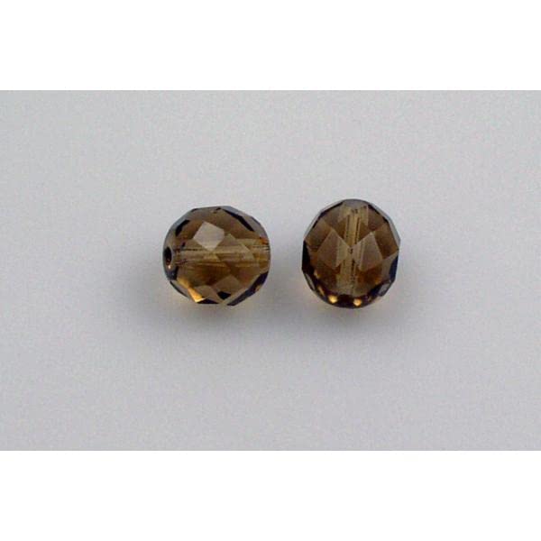 15pcs Fire Polished Faceted Beads Round 10 mm, Transparent Brown (10210), Bohemia Crystal Glass, Czechia 15119001
