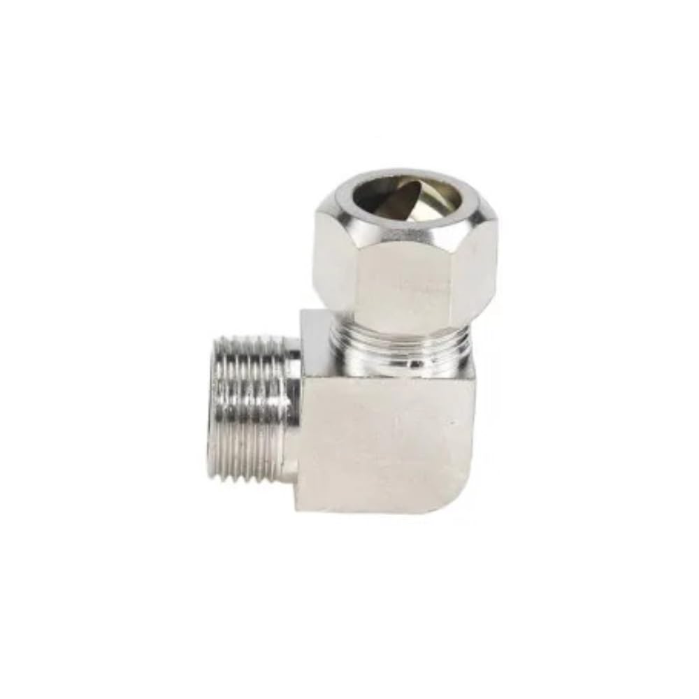 Tube Union Coupler Copper Nickel Plating Pipe Fitting, Compression Connector 1/2in Thread, PL Type Tube Adapter(10mmx1/4inch)