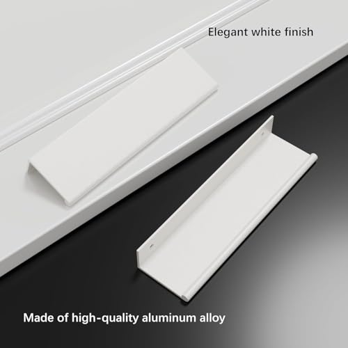 Image of Rergy 30 Pack 5 inch Cabinet Pulls White Finger Pulls for Cabinets | Aluminum Alloy White Edge Pulls Modern Cabinet Handles for Kitchen, Cupboard, Drawers, Dressers, Screws Included