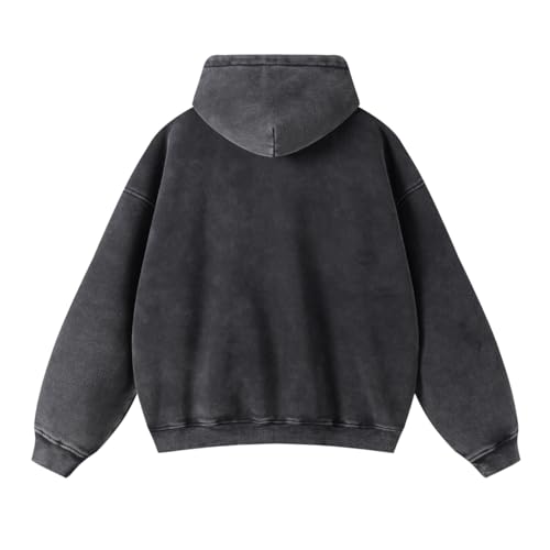 VFIVE UNFOUR Washed Batik Distressed Hoodies Winter Thick Warm Hooded Sweatshirt Men Pullovers3