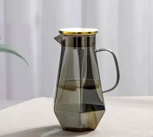 SwiftLink ピッチャー ガラスポット ティーポット 高硼硅ガラス 1.8L大容量 茶こし付き モダンなダイヤモンドデザイン 直火対応 耐熱-20℃〜400℃ 水差し 麦茶 ミルク ジュース 紅茶 家の装飾のためのガラスポット 洗いやすい 冷水筒 グ