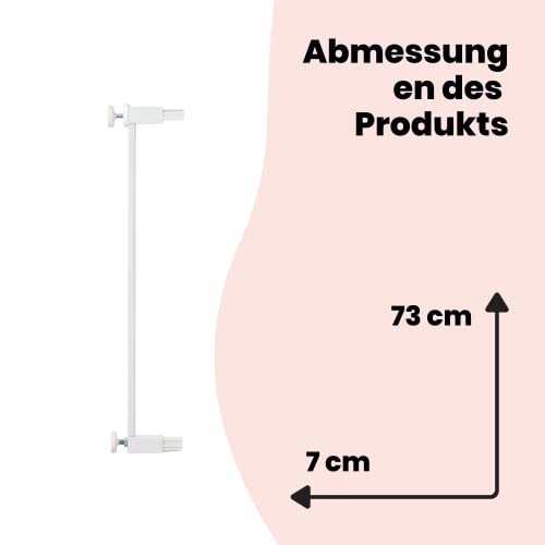Safety 1st Easy Close Metal 7cm Gittererweiterung, kein Bohren, leicht montierbare Erweiterung zu Türschutzgitter, Erweiterung für Treppenschutzgitter ohne Bohren für Babygitter, Weiß