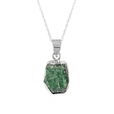 GEMKORA Natural Real Raw Tsavorite Garnet Crystals Bezel Pendant Necklace, Birthstone, Healing Rough Gemstone, Birthday, Mothers Day Gift Jewelry, Silver Plated Jewelry 18 inch (1pendant)