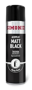 Simoniz Matt Black Spray Paint, Easy To Use Black Aerosol Spray Paint For Wood, Metal & Plastic Surfaces, Perfect Car Paint For Bodywork, Wheels Or Around The Home, Fast Drying & Durable Paint, 500ml