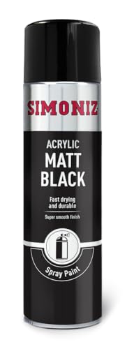 Simoniz Matt Black Spray Paint Easy To Use Black Aerosol Spray Paint For Wood Metal & Plastic Surfaces Perfect Car Paint For Bodywork Wheels Or Around The Home Fast Drying & Durable Paint 500ml