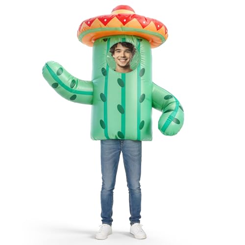 VioraWhite Cinco De Mayo Inflatable Costume Mexican Fiesta Cactus Taco Adult Funny Blow up Men Women Party Dress up Outfits(Cactus)