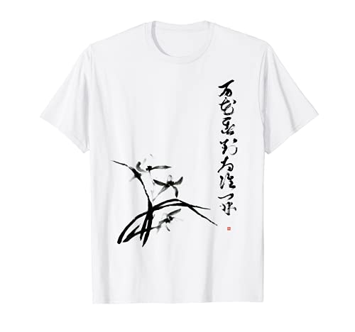 Orchid Flower T-shirt with Artistic Japanese Flower Painting