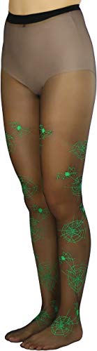 Image of ToBeInStyle Women's Spiderweb & Crawling Spider Print Hosiery Tights & Thigh High Stockings