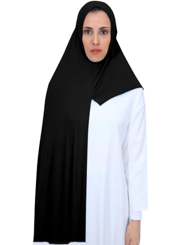 Instant Jersey Hijab Scarf for Women, Pre-sewn Non-See Through Cotton Hijabs Muslim Head Scarfs