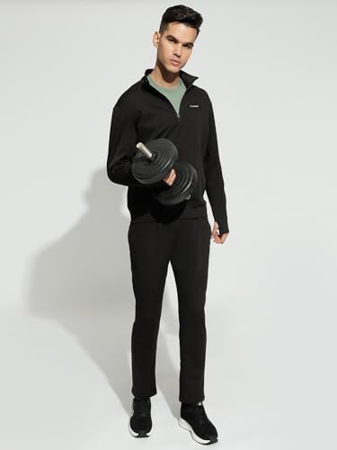 Image of hummel Molin Half Zip Regular Fit Solid Gym Sweatshirt for Men- Premium Polyester Workout Pullover - Comfortable Athletic Training Top