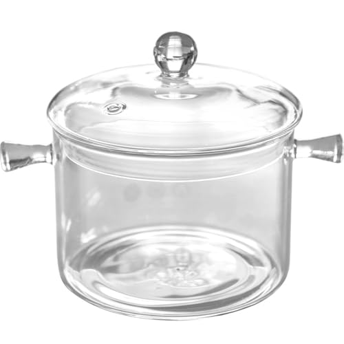 Olla de cerámica for cocinar, cacerolas, olla vidrio transparente for a fuego lento con tapa, cacerola borosilicato y asa, grande