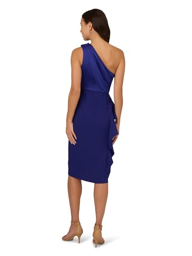 Adrianna Papell Women's Satin One Shoulder Midi Dress2
