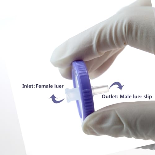 Image of Syringe Filters PVDF Hydrophobic Filtration 0.22um Micron Pore Size 25mm Membrane Diameter Lab PVDF Membrane Disc Non-Sterile by Labfil, Pack of 100