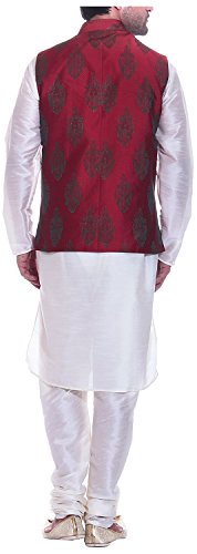 Pijama de seda Kurta blanco ropa tradicional hombre conjunto elegante 2