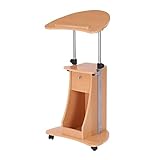 HOMCOM Mobile Laptop Cart,Sit-to-Stand Computer Desk with Drawer, Height Adjustable Rolling Podium Desk Stand with Swivel Top & Storage, Beech Wood