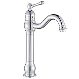 Rozin Waschbeckenarmatur, Einhandmischbatterie, Hocharmatur, aus Messing und poliertem Chrom