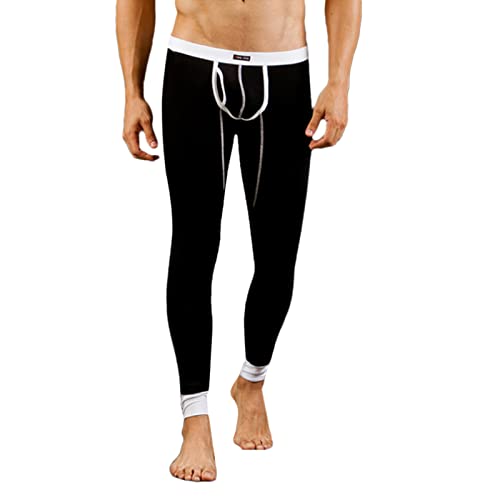 Preisvergleich Produktbild Herren Thermohose Weiche Thermo-Unterwäsche Unterhose Basisschicht Lange Unterhose Sexy Niedrige Taille Warme Leggings, Unterteile - schwarz, Groß