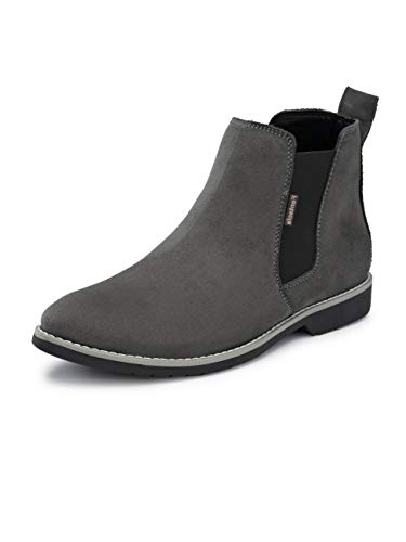 FENTACIA Men’s Grey Formal Suede Leather Chelsea Boots – 7 UK