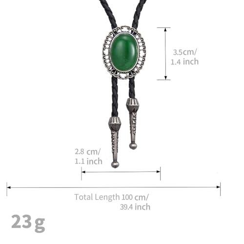 Image of AZORA Western Cowboy Bolo Tie Men Leather Necktie Leather Cord Turquoise Stone Bolo Ties for Men Women