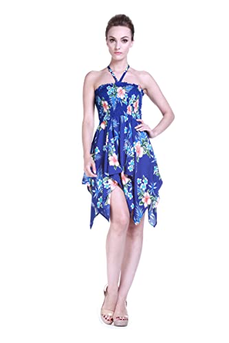 Image of Matchable Family Hawaiian Luau Men Women Girl Boy Clothes in Hibiscus Blue