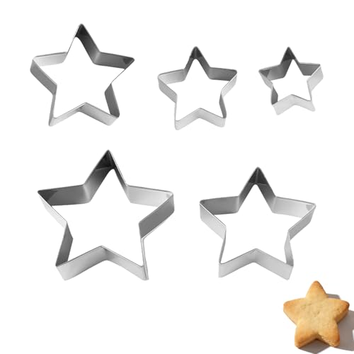 5 Pcs Star Cookie Cutters Stainless Steel Star Pastry Cutters for Baking