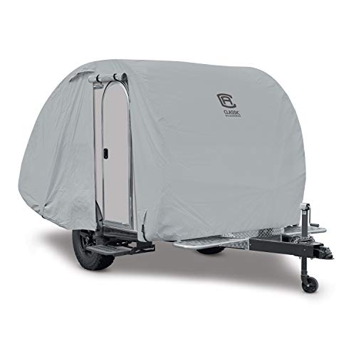 Classic Accessories Over Drive PermaPRO Teardrop Trailer Cover, 8\' - 10\'L x 5\'W, RV Cover, Camper Cover, Travel Trailer Cover