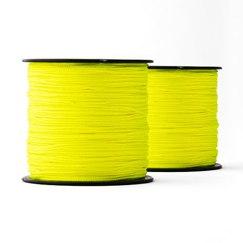 SNURO Corde Nylon (1 mm, 100 m) - 2 pièces - Corde Fluorescente en Polyamide Tressée Robuste pour n'importe Quelle Utilisation - Résistante aux Intempéries - Cordeau de Maçon - 2 Pièces
