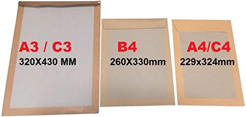 10 Umschlag DOS RIGID CARTON A3 C3 320 x 430 mm für das Senden ohne BROWN Kartenumschlag Klapp